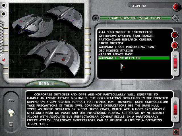 X-COM: Interceptor (Windows) screenshot: UFOpedia