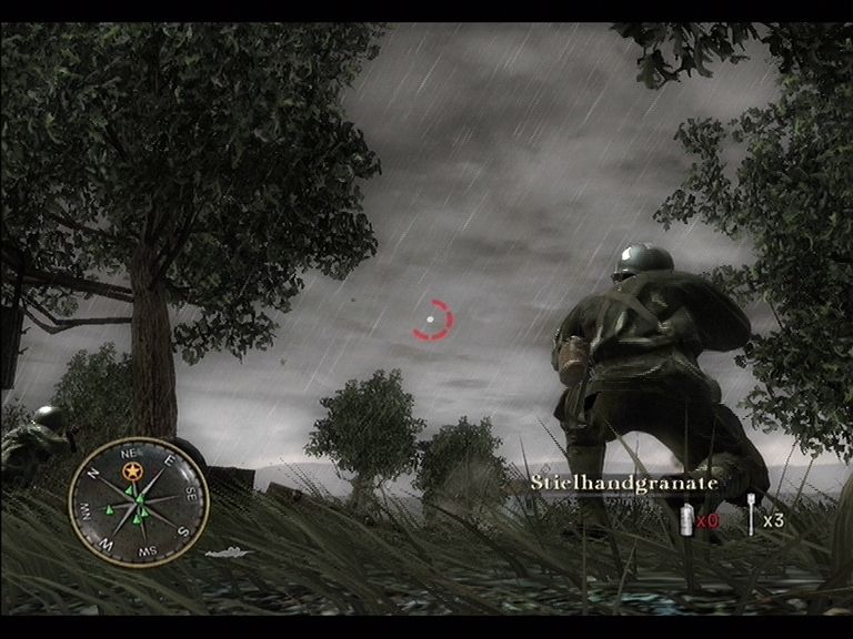 Call of Duty 3 (Xbox 360) screenshot: Cooking grenades makes them explode sooner