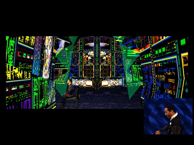 Quantum Gate (Windows 3.x) screenshot: The command center of the military base -- you're not supposed to be here.