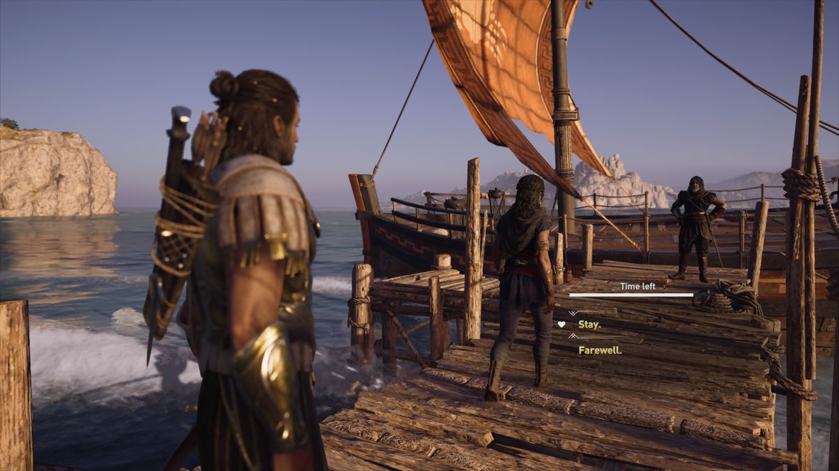 Assassin's Creed: Odyssey - Legacy of the First Blade (PlayStation 4) screenshot: Episode 2: Let Neema go or ask her to stay... The Witcher 3 moment copied