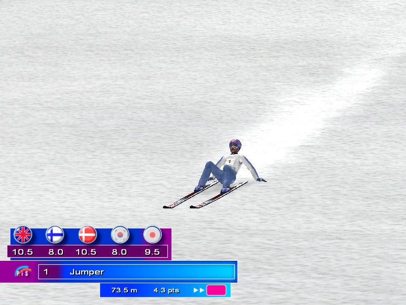 Ski Jumping 2004 (Windows) screenshot: Close-up on your dejected player