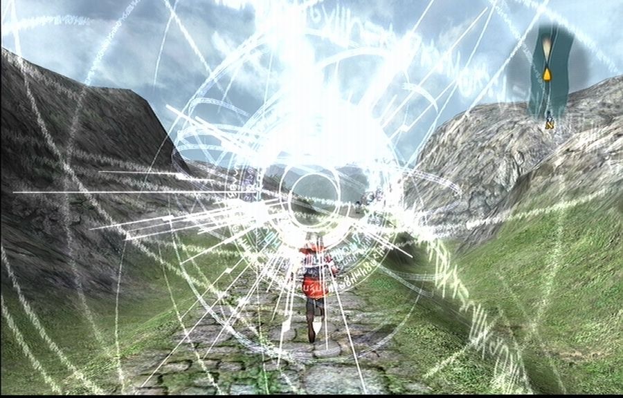 Enchanted Arms (Xbox 360) screenshot: Random battles can occur at any time.