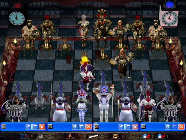 Combat Chess (Windows) screenshot: A knight takes on a pawn dragon