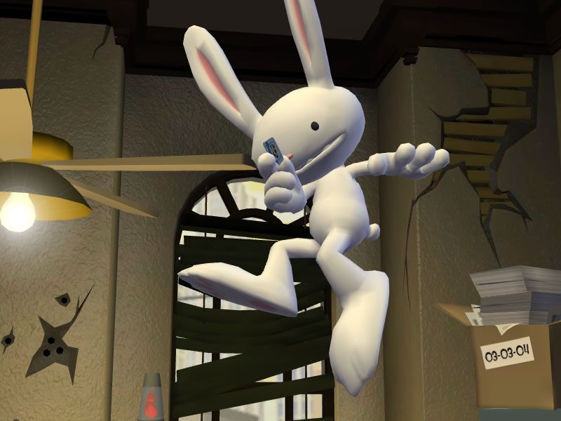 Sam & Max: Episode 3 - The Mole, the Mob, and the Meatball (Windows) screenshot: Sam & Max have discovered a new game in their office.