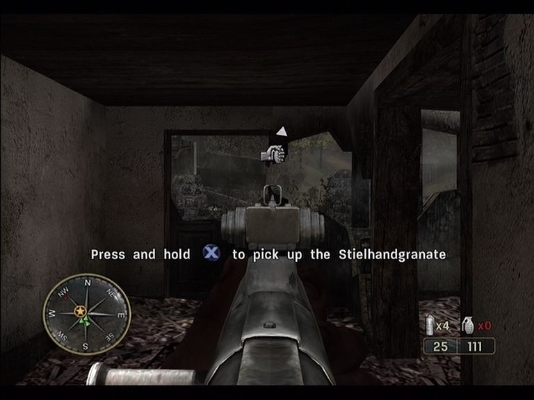 Call of Duty 3 (Xbox 360) screenshot: You can throw grenades back to the enemy (If you are quick enough!)