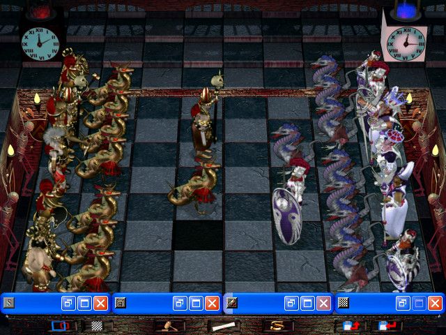 Combat Chess (Windows) screenshot: The board with the "east" view