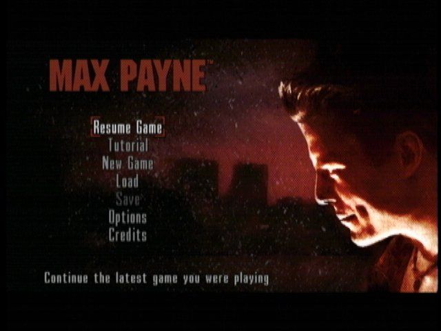 Max Payne (Xbox) screenshot: Main menu
