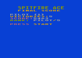Spitfire Ace (Atari 8-bit) screenshot: The final score