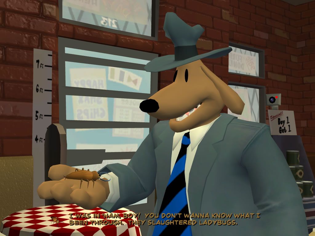 Sam & Max: Episode 3 - The Mole, the Mob, and the Meatball (Windows) screenshot: Sam acquires a peculiar listening device.
