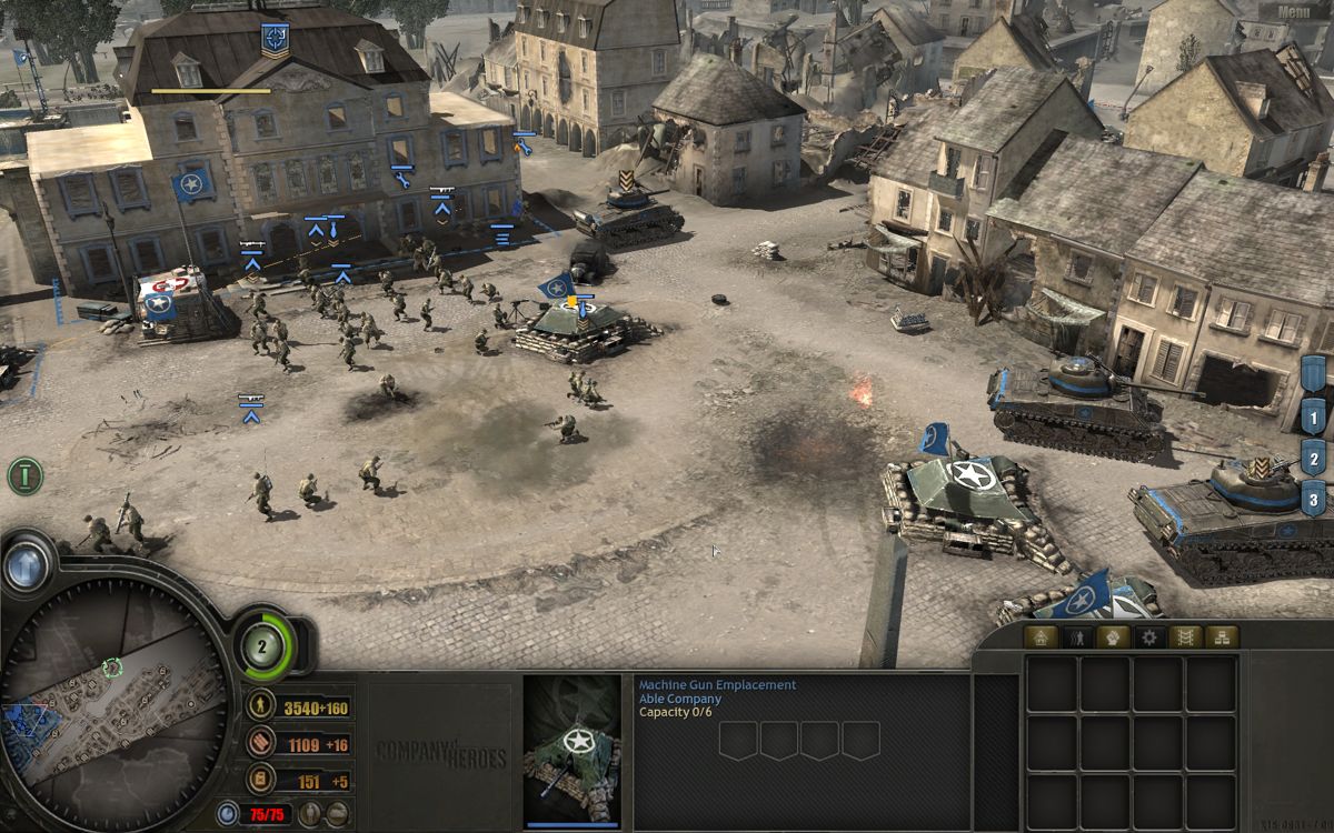 Company of Heroes (Windows) screenshot: Main HQ established.
