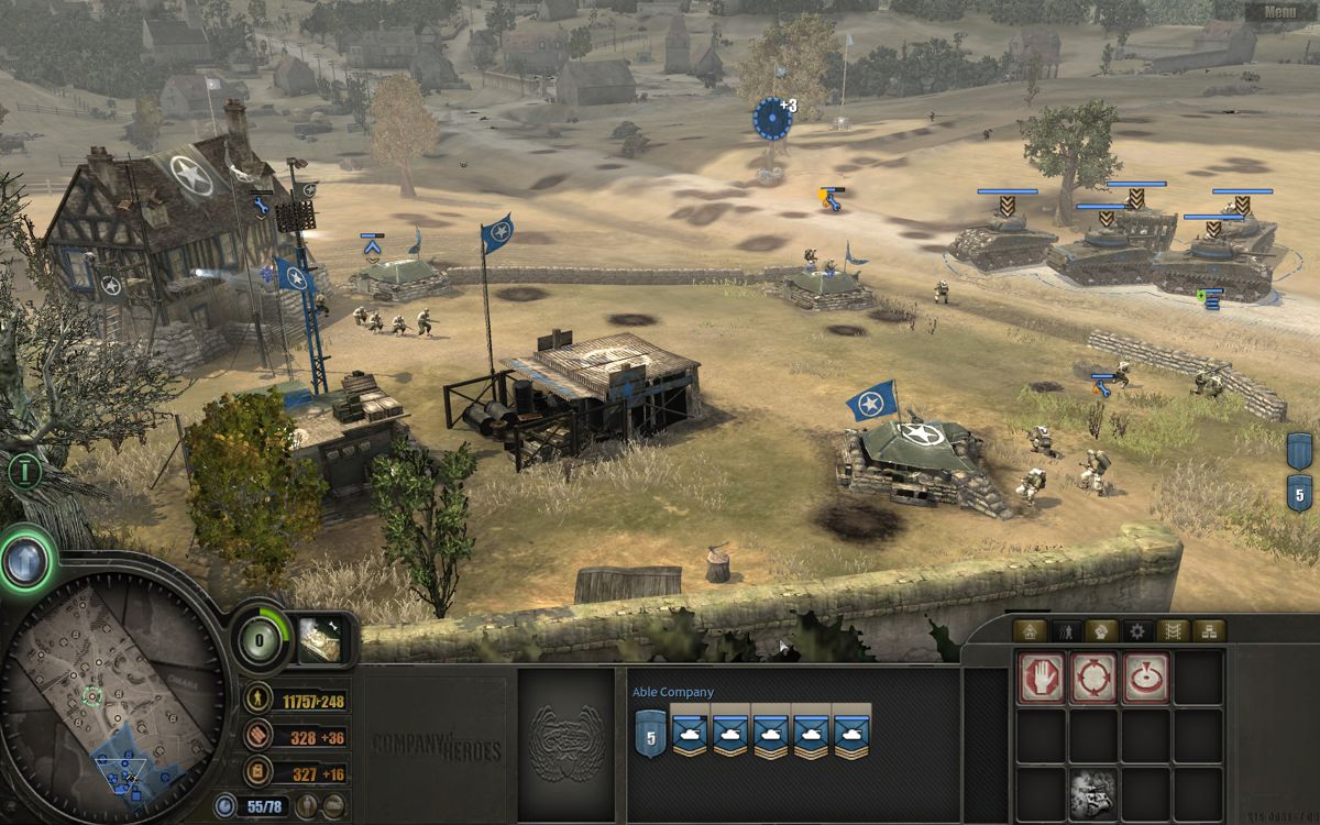 Company of Heroes (Windows) screenshot: Establishing a base of operations in the French country!