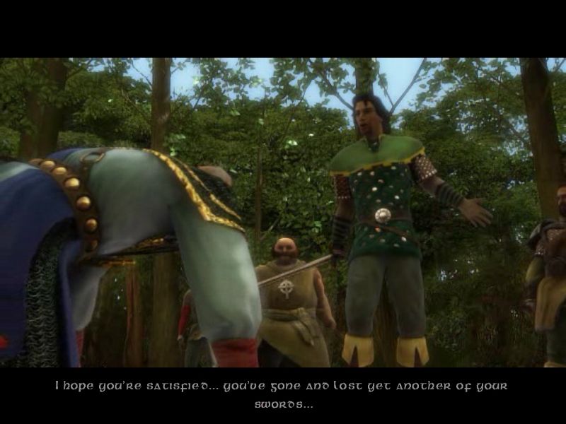 Robin Hood: Defender of the Crown (Windows) screenshot: The sword if he's lucky. Story advances using pre-rendered scenes in FMV.