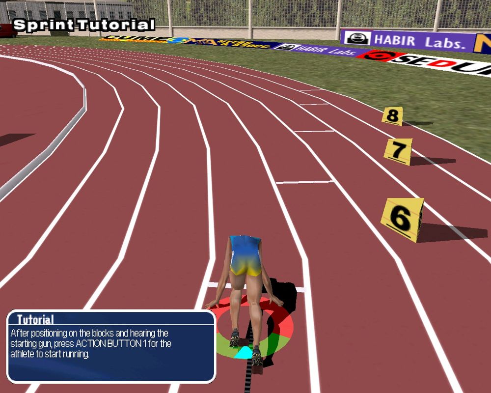 Sergei Bubka's Millennium Games (Windows) screenshot: Sprint tutorial.