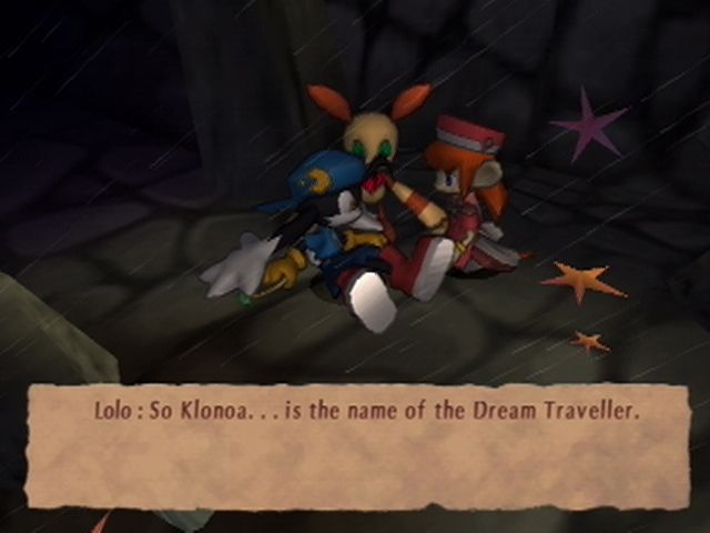 Klonoa 2: Lunatea's Veil (PlayStation 2) screenshot: Klonoa wakes up, unsure where he is.