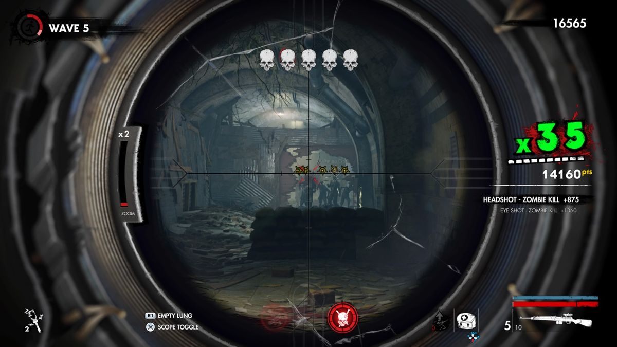 Zombie Army 4: Dead War (PlayStation 4) screenshot: Wave 5's Final Five