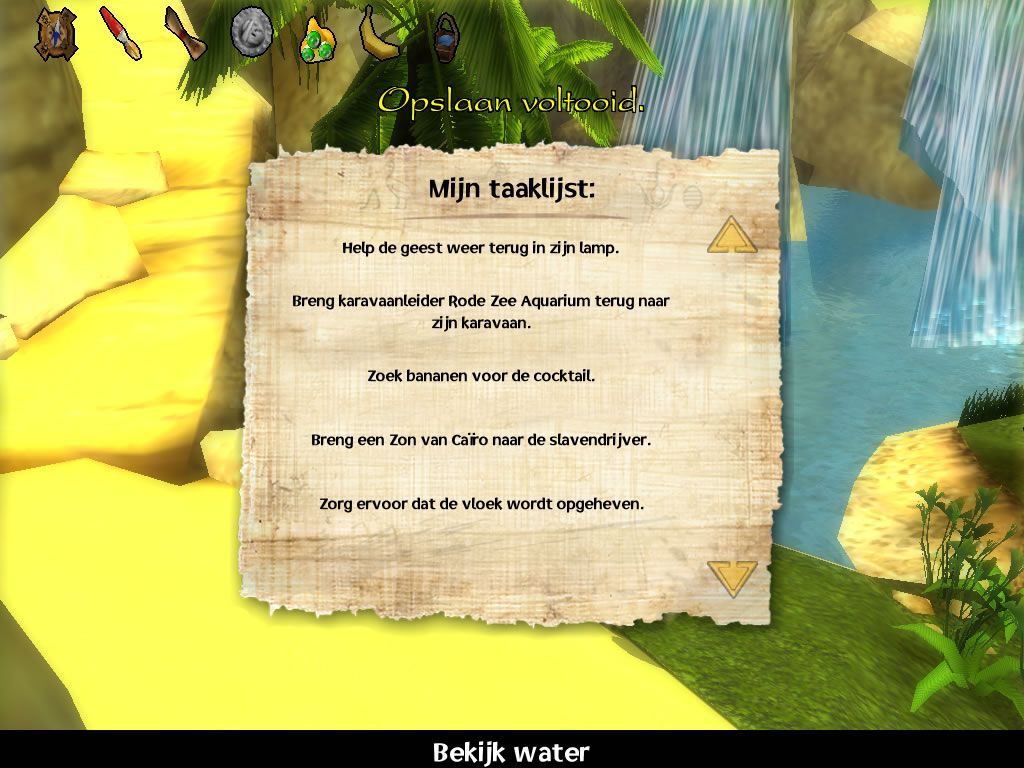 Ankh (Windows) screenshot: Press Tab while playing to see a list of all quests Assil needs to complete.