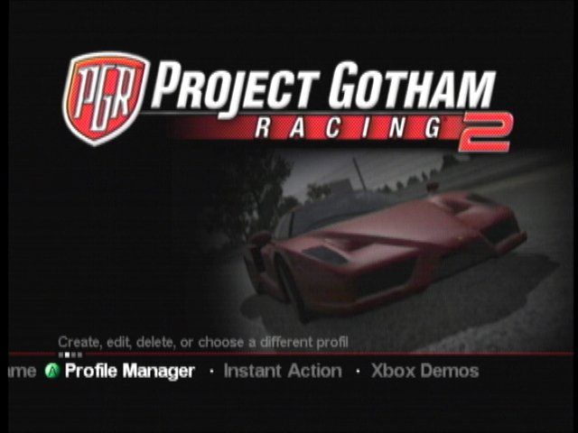 Project Gotham Racing 2 (Xbox) screenshot: Main menu
