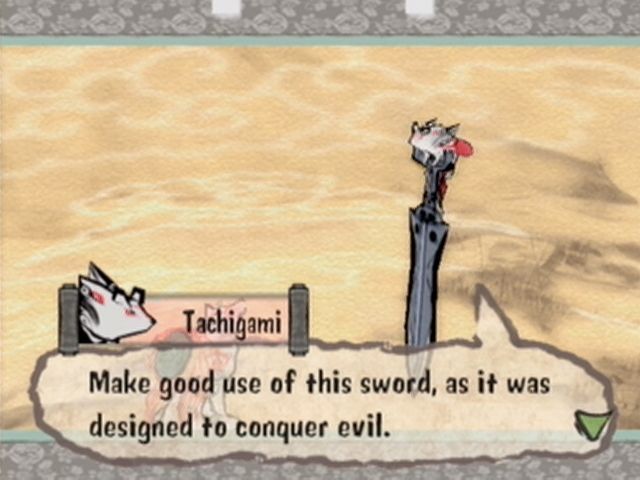 Ōkami (PlayStation 2) screenshot: Amaterasu is given another Celestial Brush power, the Power Slash.