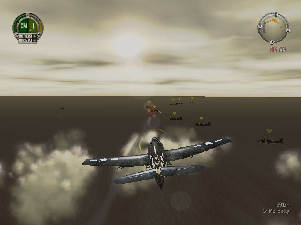 Heroes of the Pacific (Windows) screenshot: Intercepting bombers.