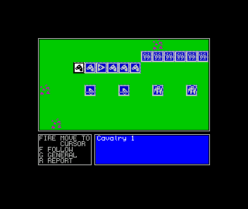 Encyclopedia of War: Ancient Battles (ZX Spectrum) screenshot: Giving orders to a cavalry unit