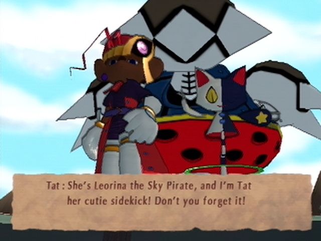 Klonoa 2: Lunatea's Veil (PlayStation 2) screenshot: Klonoa encounters a pair of Sky Pirates.