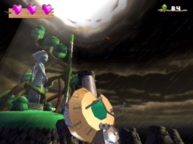 Klonoa 2: Lunatea's Veil (PlayStation 2) screenshot: This cannon will fire you across the landscape.