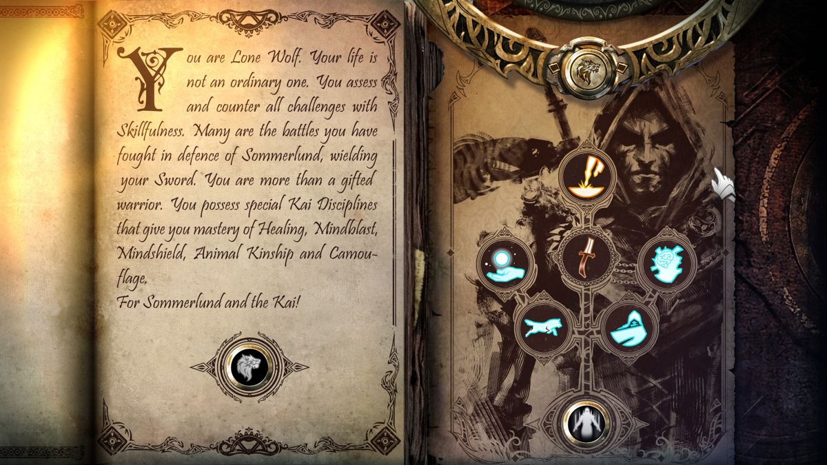 Joe Dever's Lone Wolf: HD Remastered (Windows) screenshot: A few initial choices determine your starting skills.