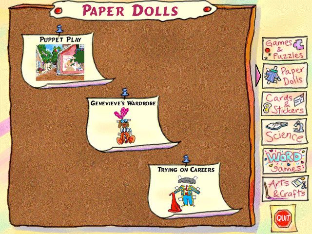 Madeline's Rainy Day Activities (Windows) screenshot: Printable offline activities -- paper dolls
