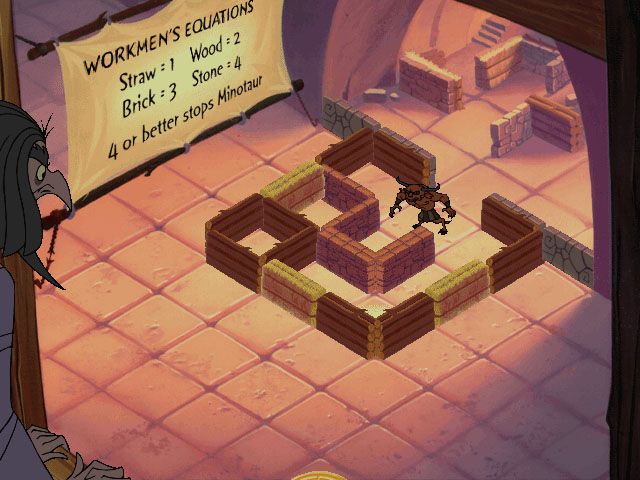 Disney's Hades Challenge (Windows) screenshot: In this puzzle, you must rotate the various types of walls in order to trap the Minotaur