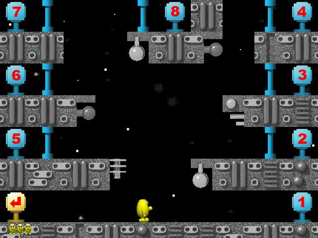 Speedy Blupi (Windows) screenshot: Macro-level map for a space fortress phase