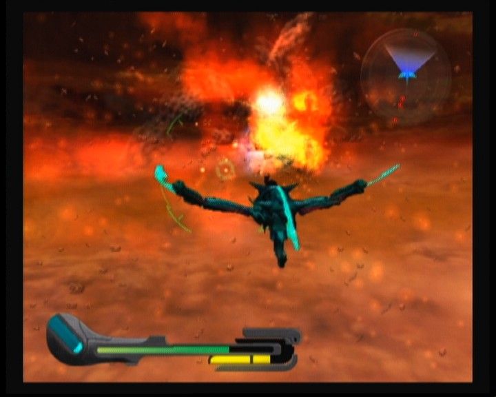 Panzer Dragoon Orta (Xbox) screenshot: Glide wing is the best form for intercepting enemy missiles.