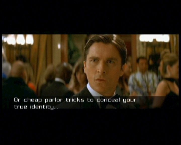 Batman Begins (Xbox) screenshot: Between missions, actual movie clips are used to connect the story.
