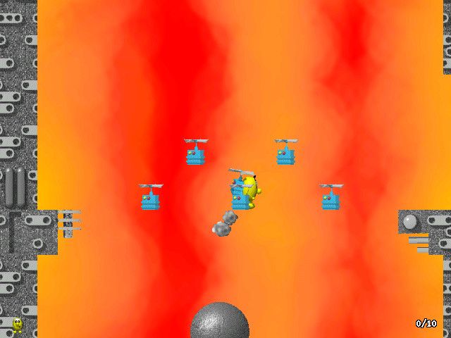 Speedy Blupi (Windows) screenshot: Inside the space fortress, there are jetpacks that Eggbert must make use of.