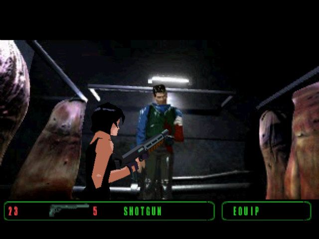 Fear Effect (PlayStation) screenshot: Glas chills in the cooler