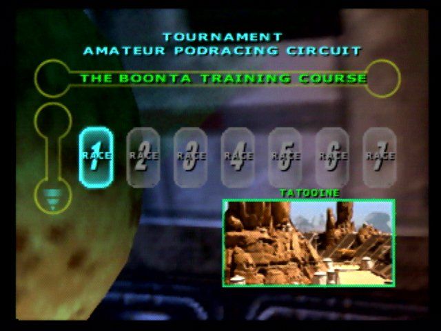Star Wars: Episode I - Racer (Nintendo 64) screenshot: Race selection