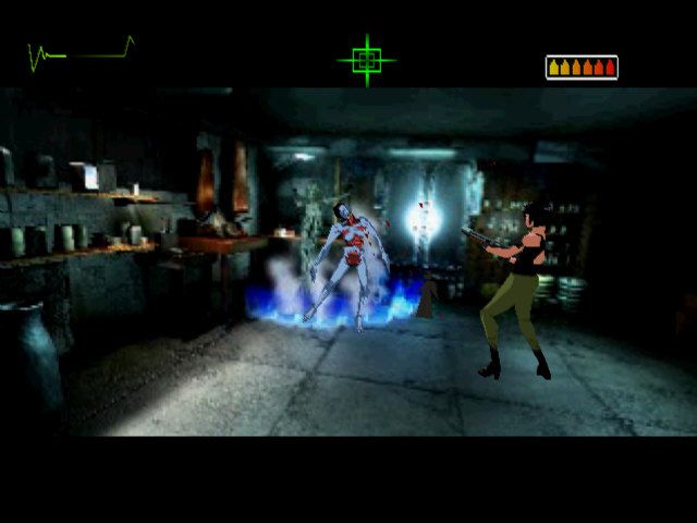 Fear Effect (PlayStation) screenshot: Fighting Chen's demonic henchwomen