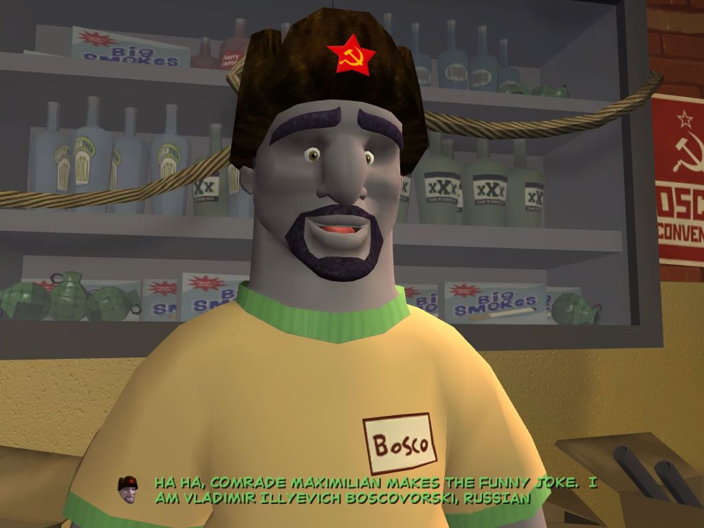 Sam & Max: Episode 4 - Abe Lincoln Must Die! (Windows) screenshot: Bosco has turned Russian this time.