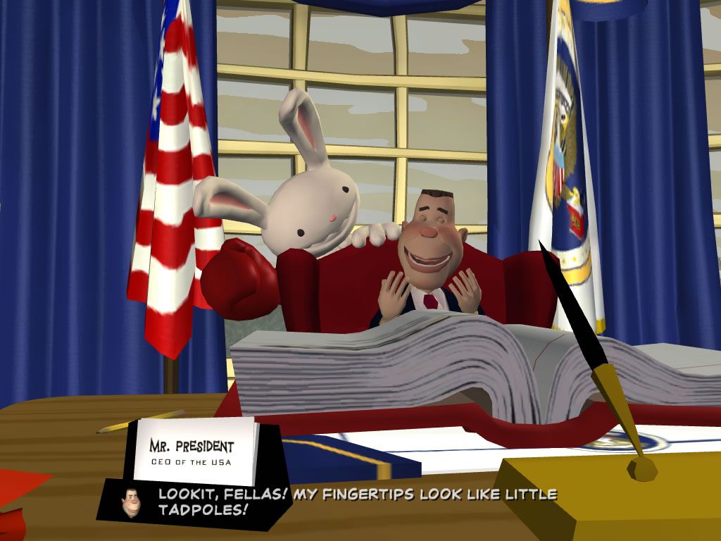 Sam & Max: Episode 4 - Abe Lincoln Must Die! (Windows) screenshot: Max has his own ideas about what a conversation is about to look like.