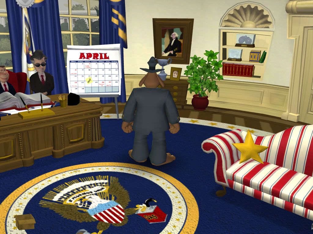 Sam & Max: Episode 4 - Abe Lincoln Must Die! (Windows) screenshot: Secret Agent Chuckles is the president's bodyguard.