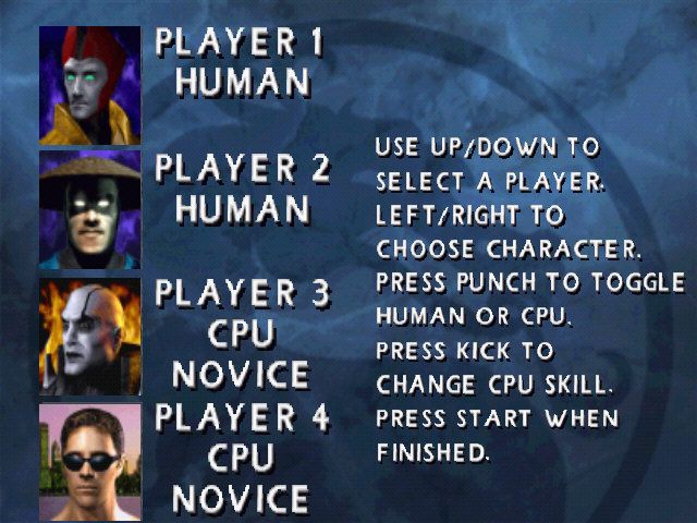 Mortal Kombat 4 (Windows) screenshot: Tournament config