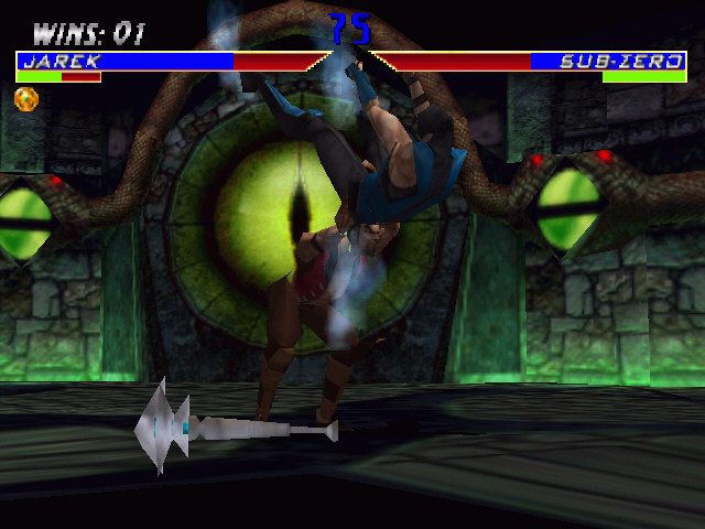 Mortal Kombat 4 (Windows) screenshot: Here comes the ground!