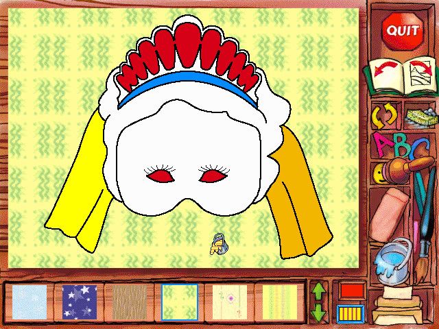 Madeline's Rainy Day Activities (Windows) screenshot: Another coloring activity -- this time, the theme is masks