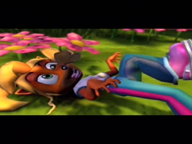 Crash Twinsanity (Xbox) screenshot: Coco has been stunned...