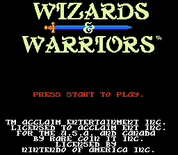 Wizards & Warriors (NES) screenshot: Title screen