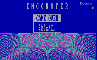 Encounter (DOS) screenshot: Title screen and main menu