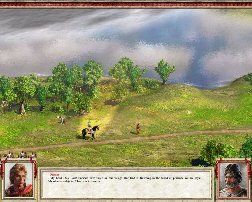 Alexander (Windows) screenshot: Alexander talking to a peasant.