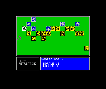 Encyclopedia of War: Ancient Battles (ZX Spectrum) screenshot: The skirmishing commences