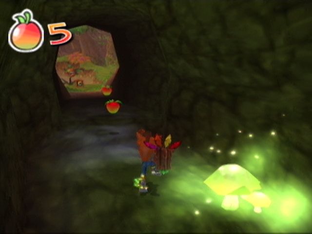 Crash Twinsanity (Xbox) screenshot: Exploring a cave.