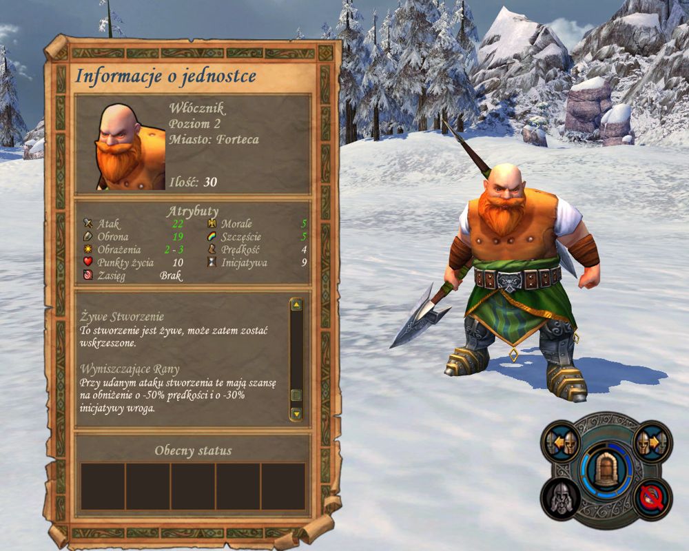Heroes of Might and Magic V: Hammers of Fate (Windows) screenshot: Detailed information about Spearwielder.