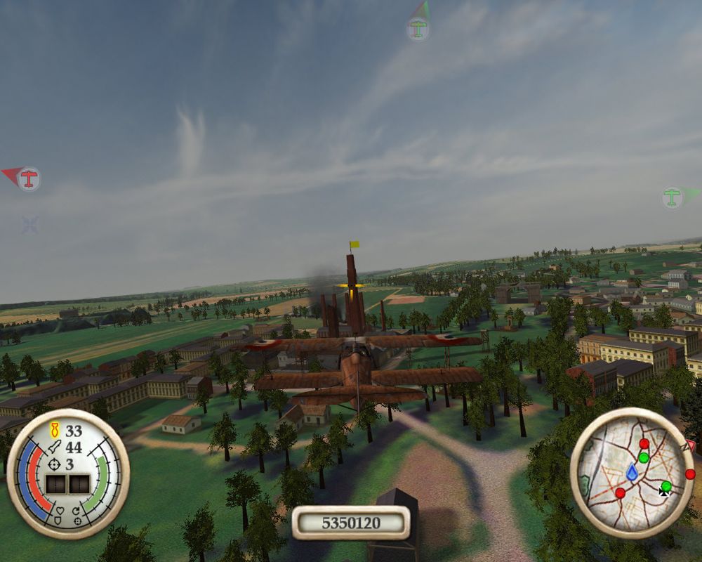 Wings of War (Windows) screenshot: Shooting these buildings gives you weapons and upgrades